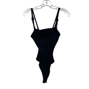 The Impeccable Pig Womens Bodysuit Sleeveless Black Ribbed Size Large